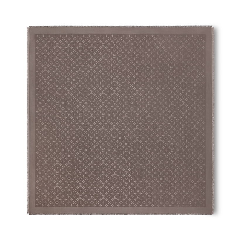 Monogram Blanket Shawl Oversized Square Black Scarf LOUIS VUITTON